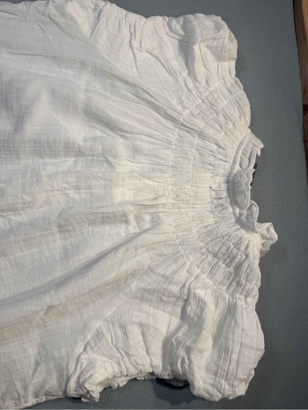 Universal Thread White Smocked Ruffle Button-Front Blouse - Picture 7 of 8